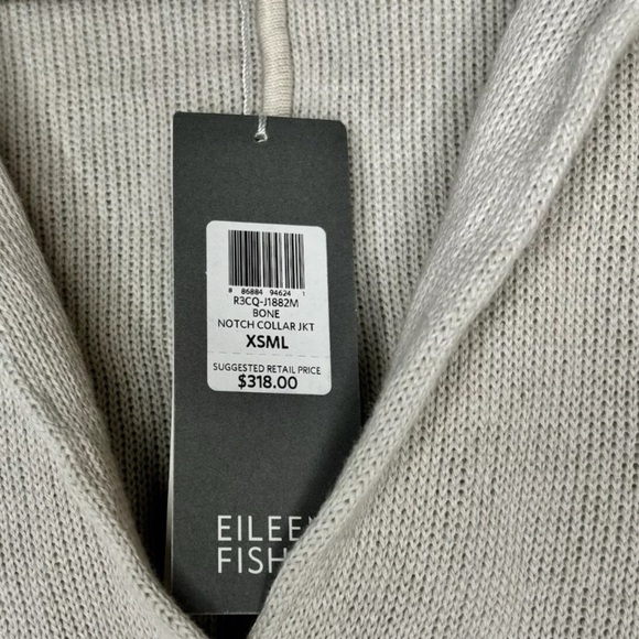 NEW EILEEN FISHER Jacket Women’s Size XS Notch Collar Jacket Cardigan Bone - Picture 4 of 7